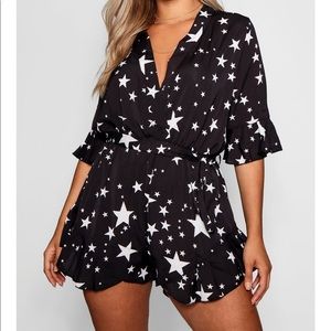 Black & White Star Boohoo Romper
